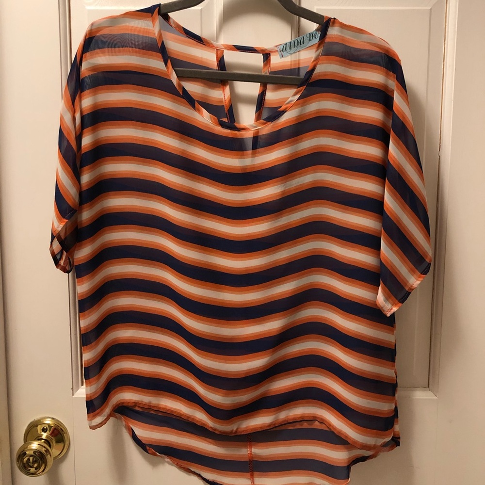 Francesca’s Striped Sheer Blouse
